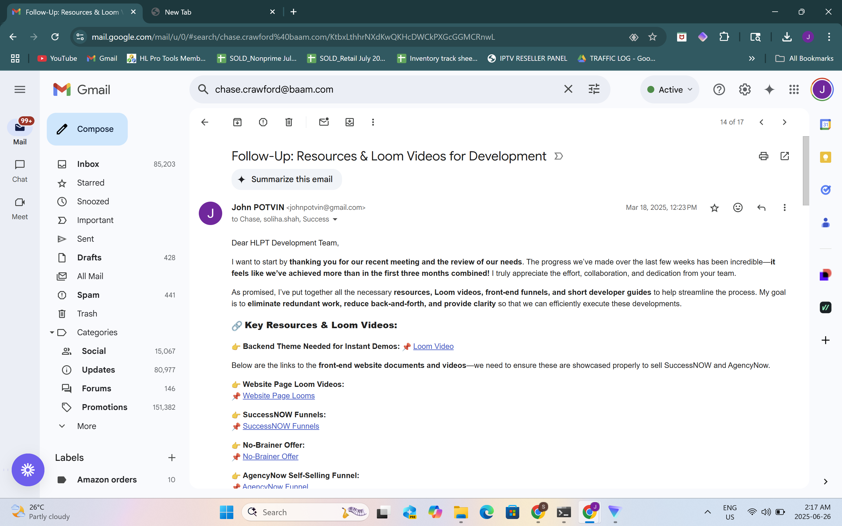 HL Pro Tools Communication - Email from John Potvin: Follow-Up Resources