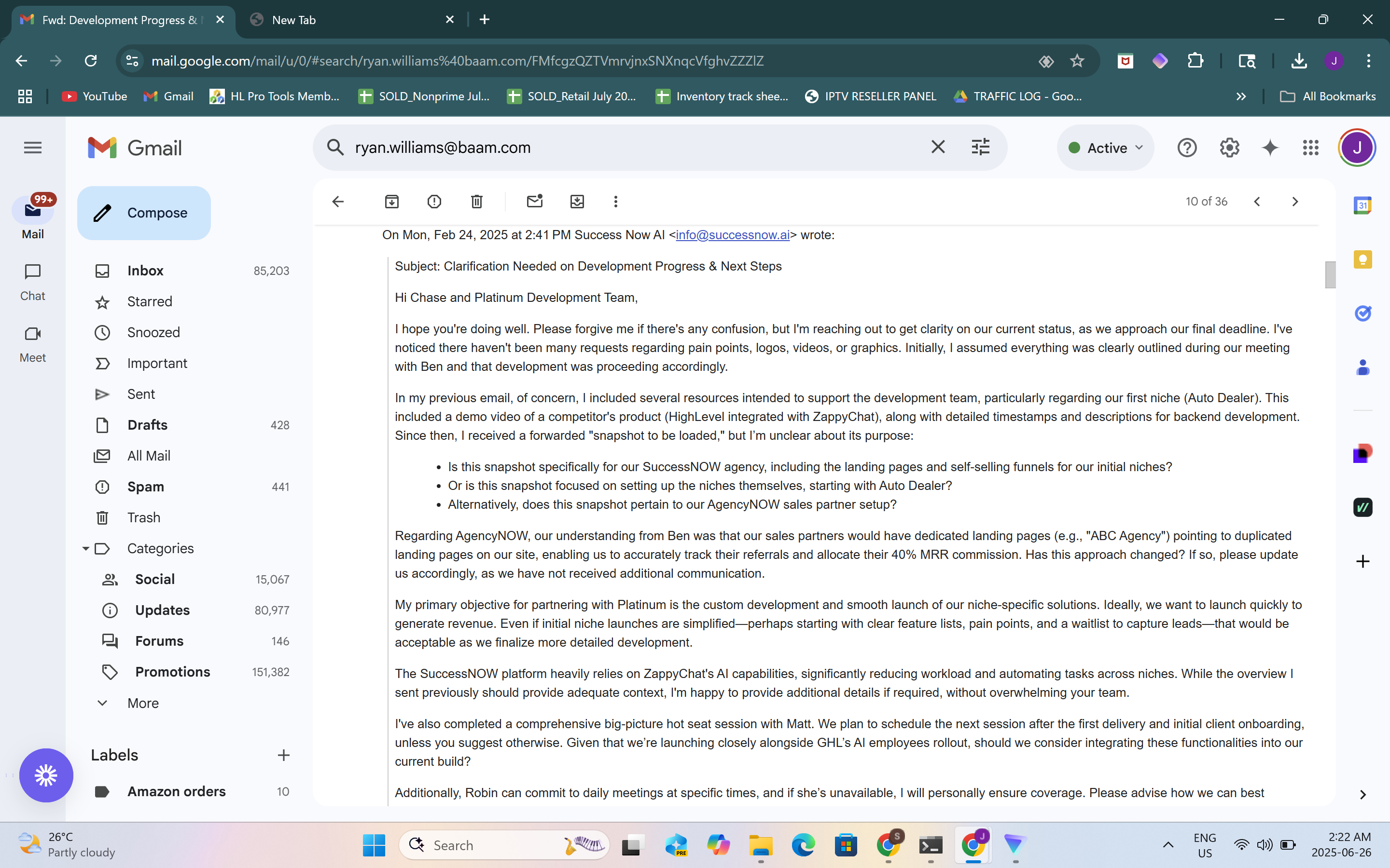 HL Pro Tools Review Evidence - Email from John Potvin: Clarification Needed